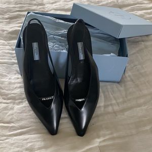 💛PRADA💛 Women’s Calzaturre Donna Black Slingback Flats 40.5